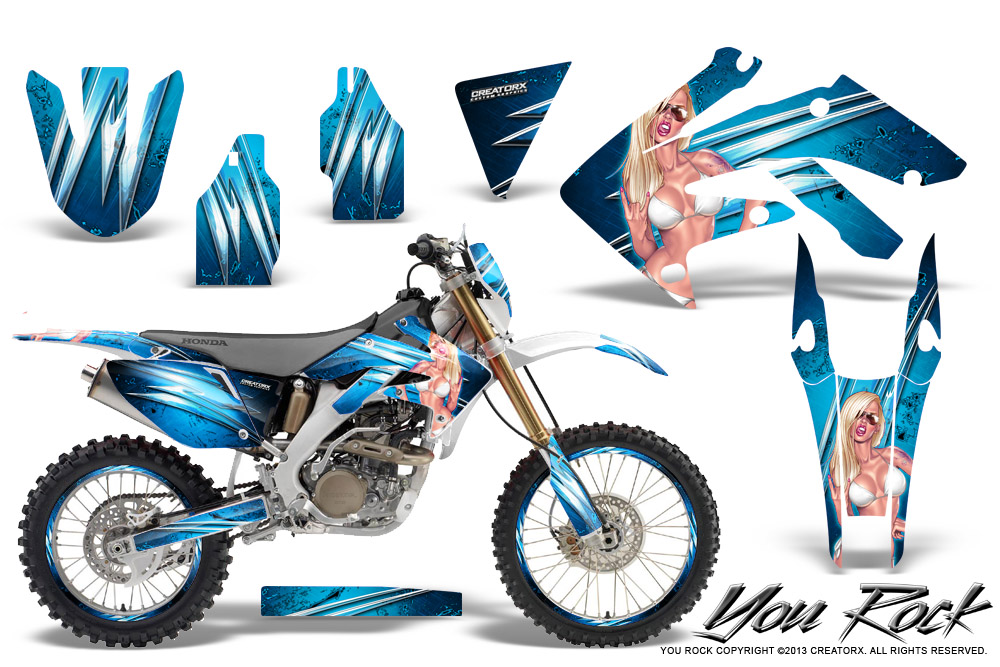 Honda CRF 250X 04-12 Graphics Kit You Rock BlueIce NP Rims